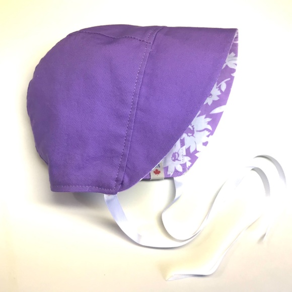 Cotton Baby Bonnet, Fine Designer Print, Reversible - Picture 6 of 6